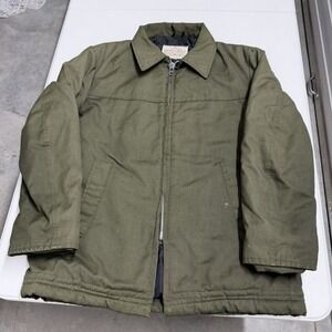 Vintage 50s golden fleece Olive Green Quilted Lined Zip Up Jacket Field Coat